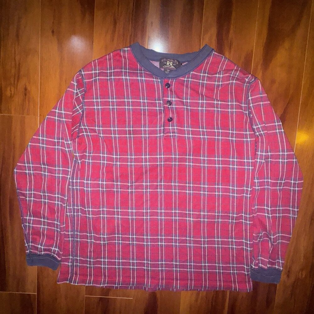 Vintage 90s RRL Double RL Ralph Lauren Thermal Henley M Plaid Made USA 1993
